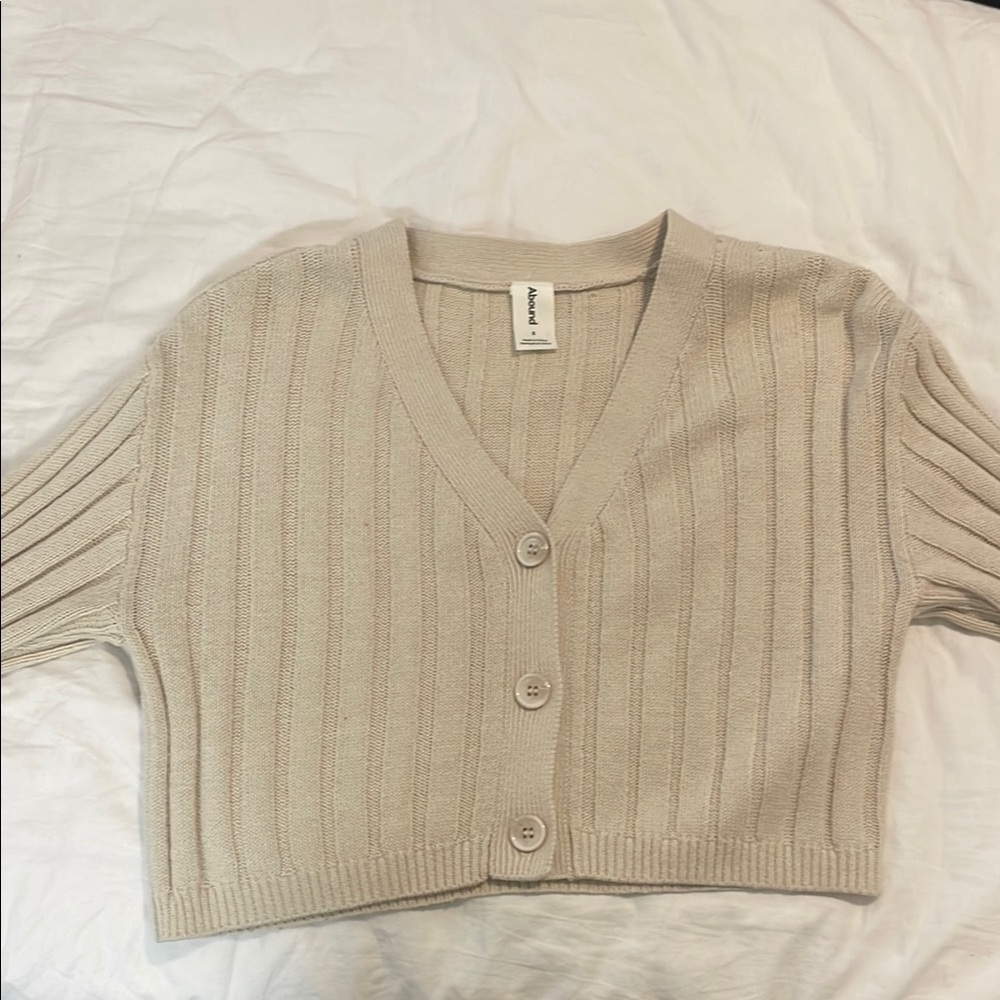 Abound Tan Cardigan with V-neck and Ribbed Knit